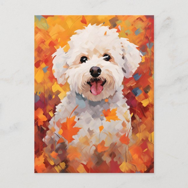 Carte Postale Bichon Frise Action de grâce d'automne  (Devant)