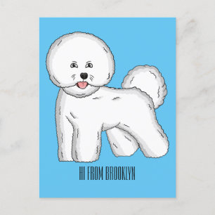 Carte Postale Bichon frise dog dessin animé
