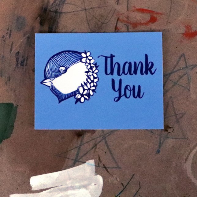 Carte Postale Bickadee en bleu oiseaux design (Créateur téléchargé)