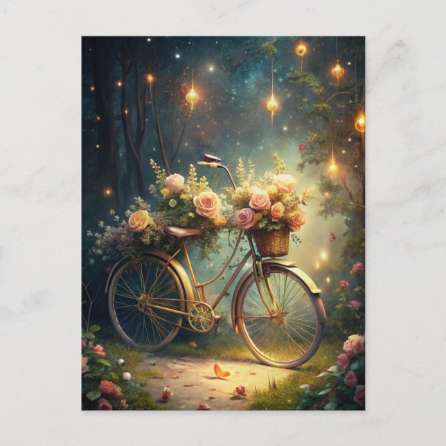 Carte Postale Bicycle and Flowers (Devant)