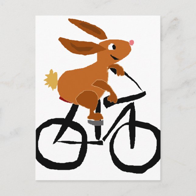 Carte Postale Bicycle Brown amusant à cheval lapin (Devant)