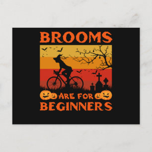 Carte Postale bicycle witch brooms