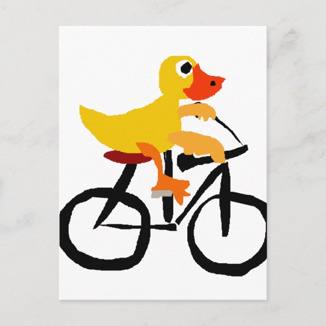 Carte Postale Bicyclette amusant canard jaune (Devant)