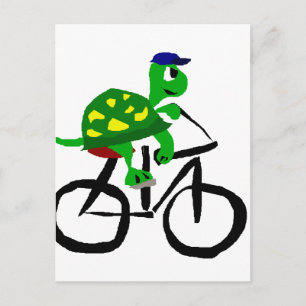Carte Postale Bicyclette amusante à cheval tortue