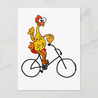 Carte Postale Bicyclette en caoutchouc drôle d'équitation de