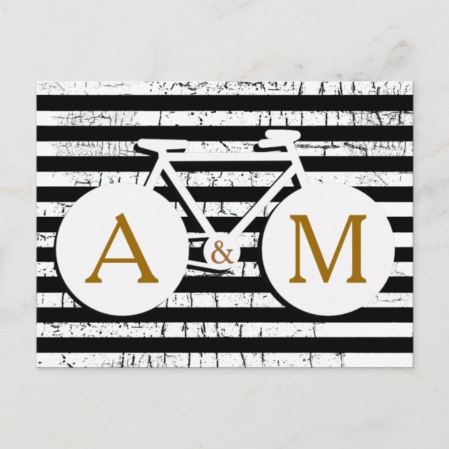 Carte Postale bicyclette monogrammée noir et blanc (Devant)