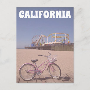 Carte Postale Bicyclette Pier Californie Père Noël Monica Beach 