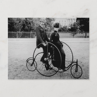 Carte Postale Bicyclette pour deux à la Maison Blanche 1886