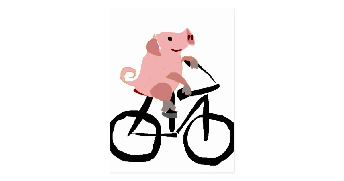 Carte Postale Bicyclette Rose Drole D Equitation De Porc Zazzle Fr