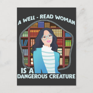Carte Postale Bien Lire Femme Dangereux Livre de Créature Lover