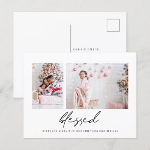 Carte Postale Bienheureux 2 Photos Script Noël