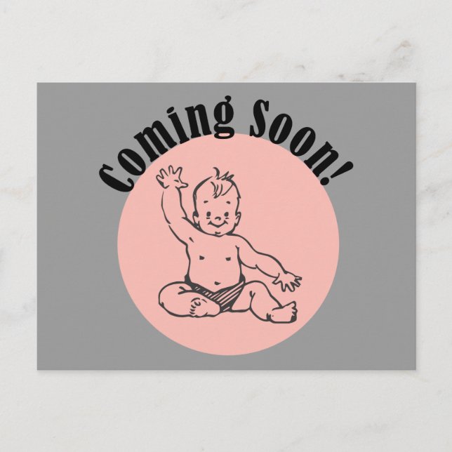 Carte Postale Bientôt bébé en rose (Devant)