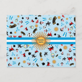 Carte Postale Bienvenido a Argentine- objets célèbres de l'Argen