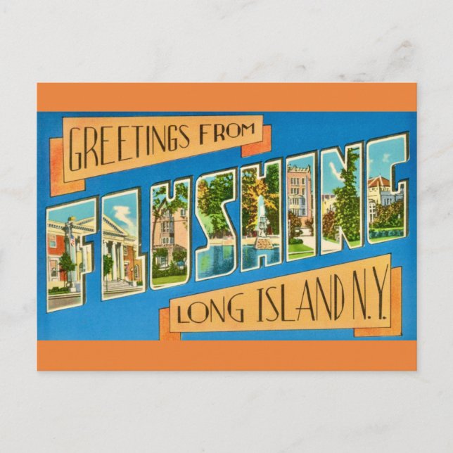 Carte Postale Bienvenue à Flushing NY (Devant)