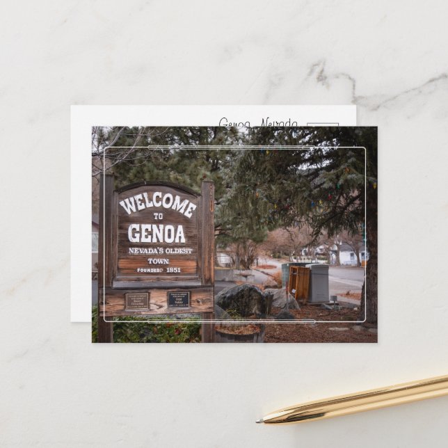 Carte Postale Bienvenue à Genoa, Nevada (Devant/Arrière en situation)