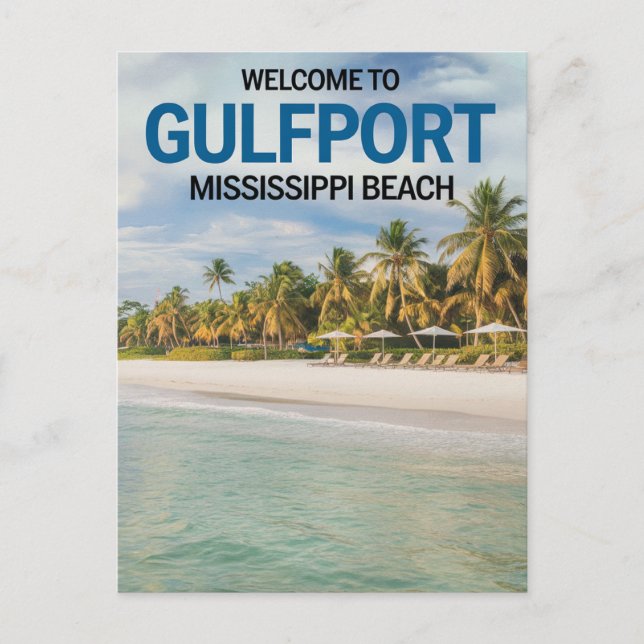 Carte Postale Bienvenue à Gulfport Mississippi Beach (Devant)