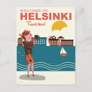 Carte Postale Bienvenue à Helsinki Finlande poster de voyage vin