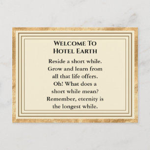 Carte Postale Bienvenue À Hotel Earth