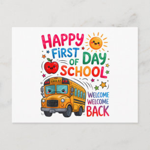 Carte Postale Bienvenue à l'école Jour de rentrée heureux Prof B