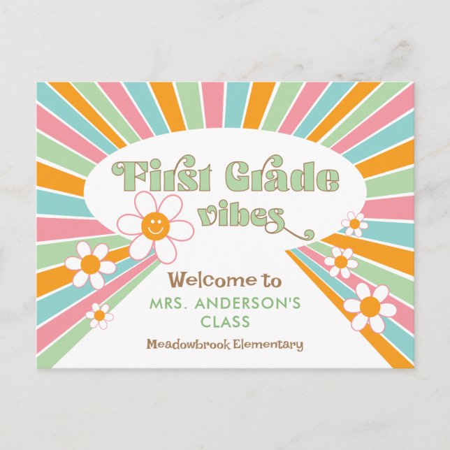 Carte Postale Bienvenue à l'Enseignant de première année les ann (Devant)