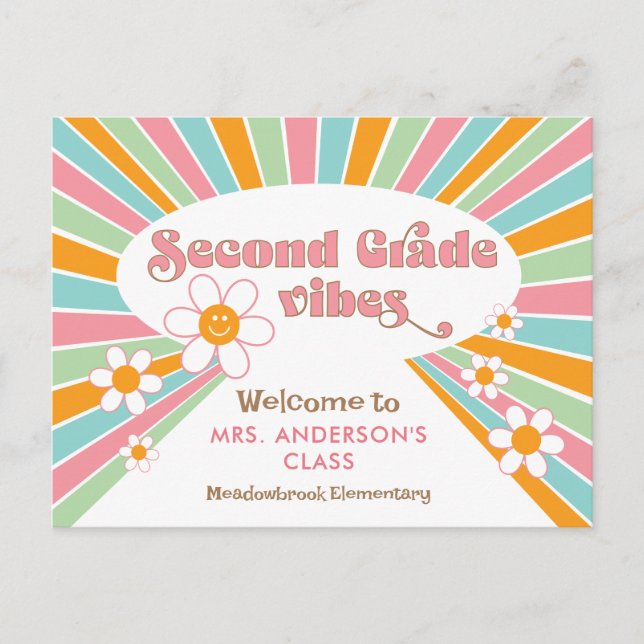 Carte Postale Bienvenue à l'enseignant en deuxième année les ann (Devant)