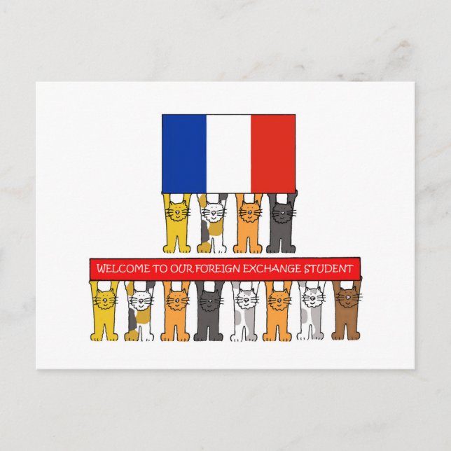 Carte Postale Bienvenue à l'étudiant français en devises étrangè (Devant)