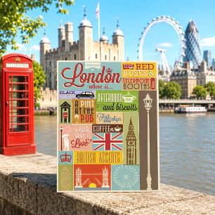 Carte Postale Bienvenue à Londres Vintage