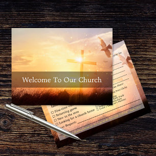 Carte Postale Bienvenue à notre église Sunrise Dove Visiteurs