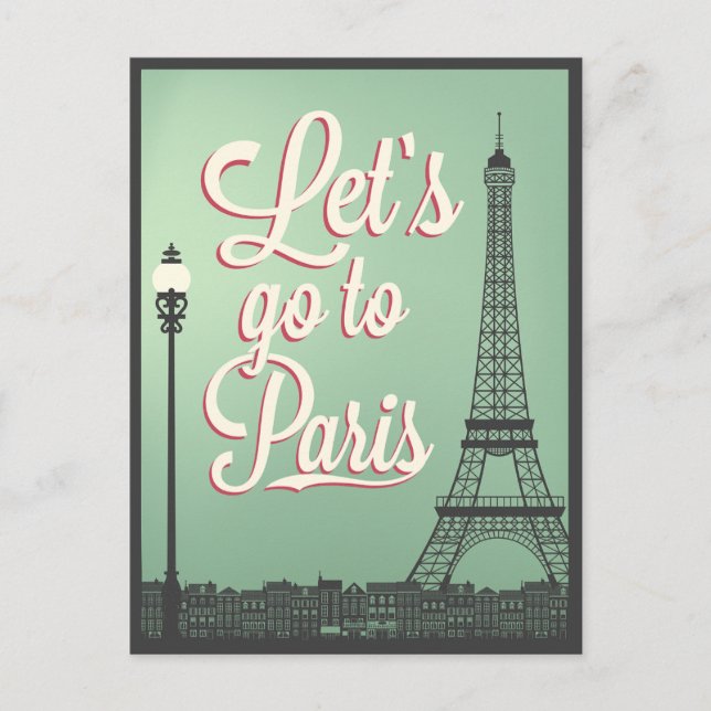 Carte Postale Bienvenue à Paris Vintage (Devant)