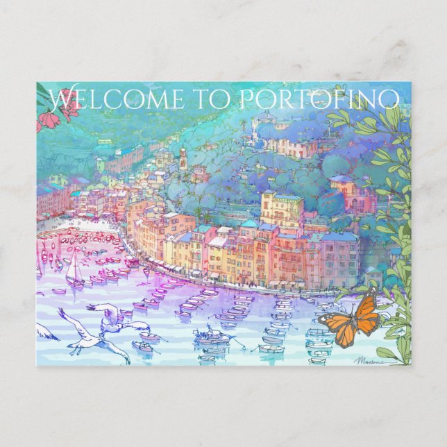 Carte Postale Bienvenue à portofino (Devant)