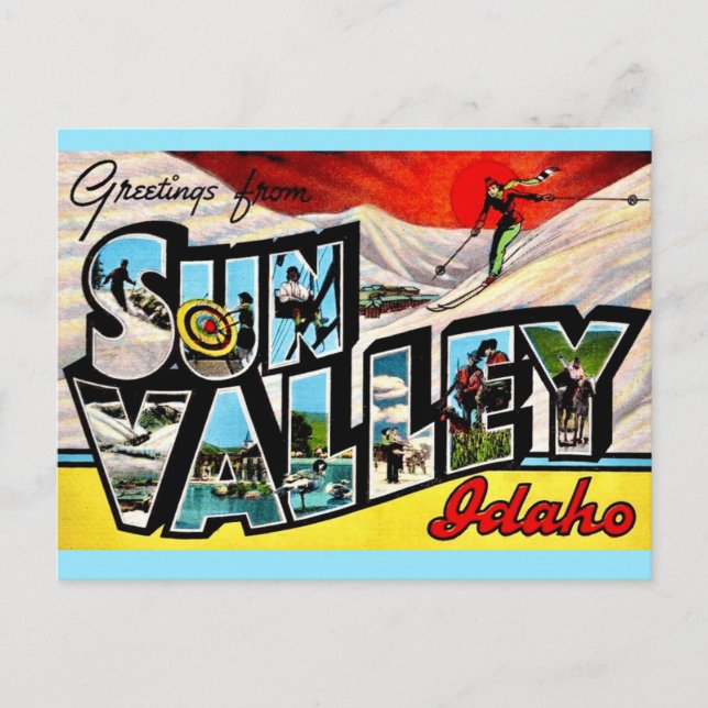 Carte Postale Bienvenue à Sun Valley Idaho (Devant)