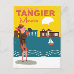 Carte Postale Bienvenue à Tanger Maroc affiche de voyage vintage