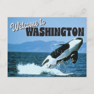 Carte Postale Bienvenue à Washington State avec Orca Whale