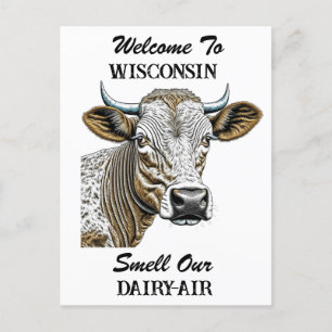 Carte Postale Bienvenue au Wisconsin, Sentez notre air laitier