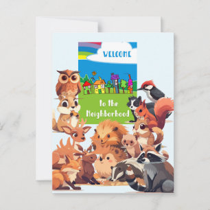 Carte Postale Bienvenue chez les animaux de la forêt du quartier