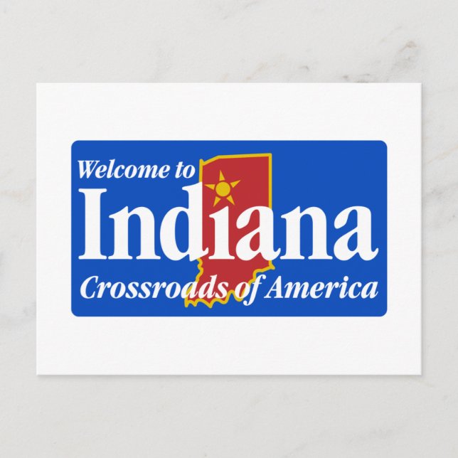 Carte Postale Bienvenue dans l'Indiana - Panneau routier USA (Devant)