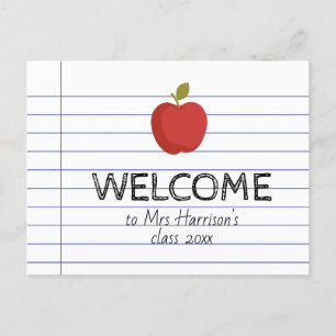 Carte Postale Bienvenue dans ma classe Apple Retour à l'école en