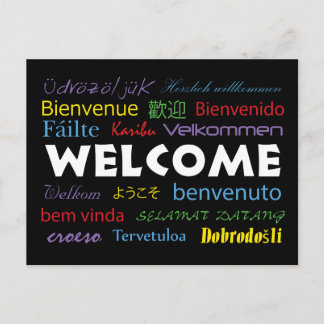 Carte Postale Bienvenue dans plusieurs langues colorées