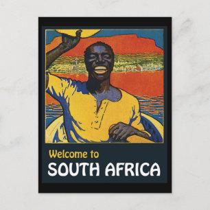 Carte Postale Bienvenue en Afrique du Sud, un natif dans un bate