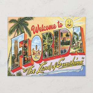 Carte Postale Bienvenue en Floride vintage avec photos