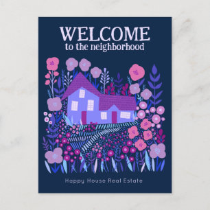 Carte Postale Bienvenue Fleurs de ferme pour le marketing immobi