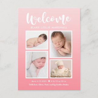 Carte Postale Bienvenue Galerie Faire-part de naissance moderne 
