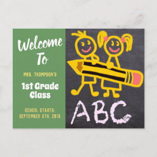 Carte Postale Bienvenue Retour À L'École Enseignant Chalkboard L