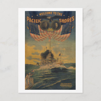 Carte Postale Bienvenue sur les rivages du Pacifique. Connecticu
