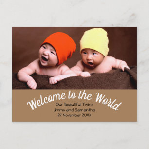 Carte Postale Bienvenue sur World Twin Faire-part de naissance P
