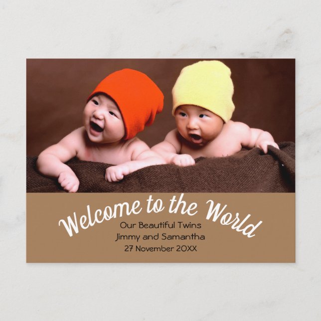 Carte Postale Bienvenue sur World Twin Faire-part de naissance P (Devant)