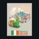 Carte Postale Bienvenue vintage en Irlande europe irish dublin<br><div class="desc">vintage,  rétro,  voyage,  moderne,  aquarelle,  classique,  bienvenue à,  Irlande,  europe,  dublin, </div>