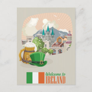 Carte Postale Bienvenue vintage en Irlande europe irish dublin