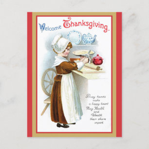 Carte Postale Bienvenue Vintage Thanksgiving