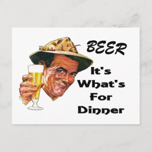 Carte Postale Bière - C'est quoi pour le dîner!